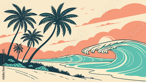 tropical beach with palm trees