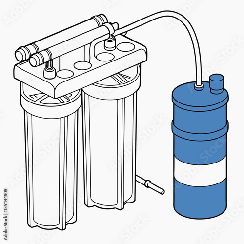 Conceptual illustration portraying a home water filtration and purification system