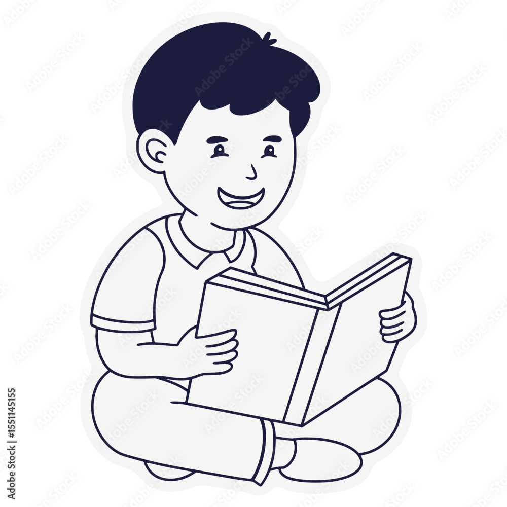 boy reading a book illustration cartoon boy reading a book illustration cartoon