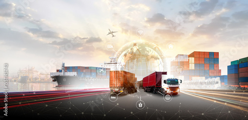 Logistics international delivery concept, World map with logistic network distribution on background for Concept of fast or instant shipping, Online goods orders worldwide