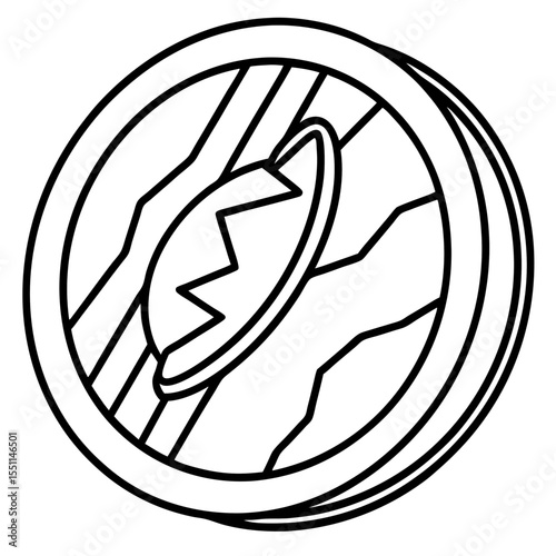 Cracked Gold Coin Line Art