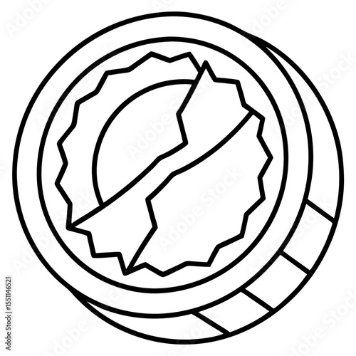Cracked Gold Coin Line Art
