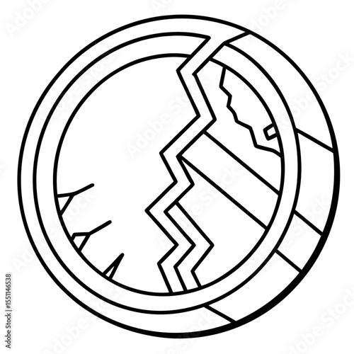 Cracked Gold Coin Line Art