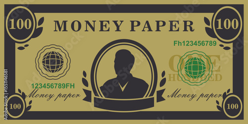Vector Illustration of a Hundred Dollar Bill Design Money Paper Graphic
