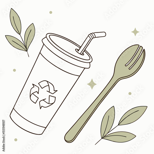 Coffee Cup Holder with Natural Spork