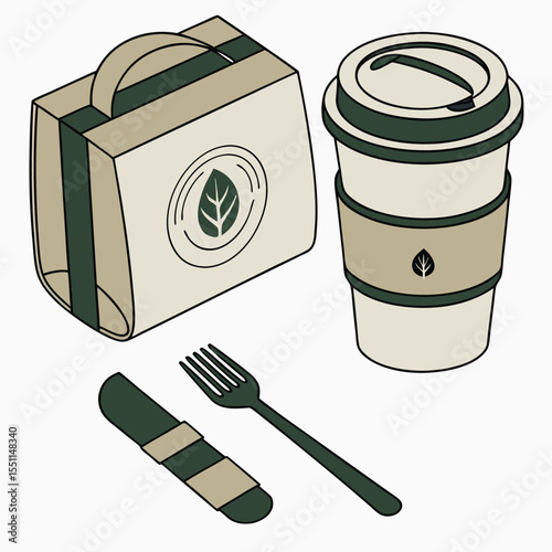 Recyclable Cup and Eco Spork on Table