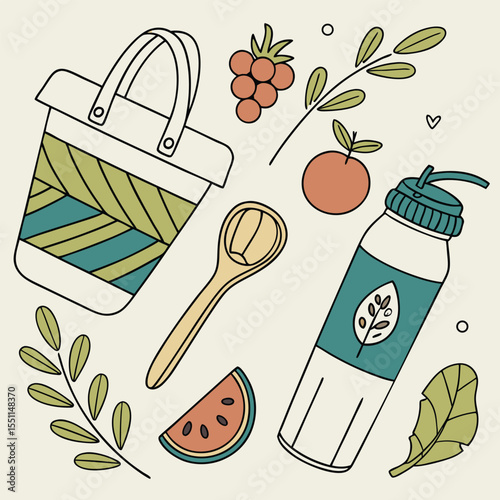 Reusable Spork and Brown Paper Cup Set