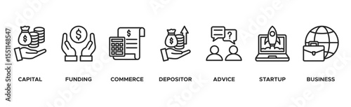 Angel investor banner web icon vector illustration concept of business angel, informal investor, investment founder with icon of capital, funding, commerce, depositor, advice, startup and business