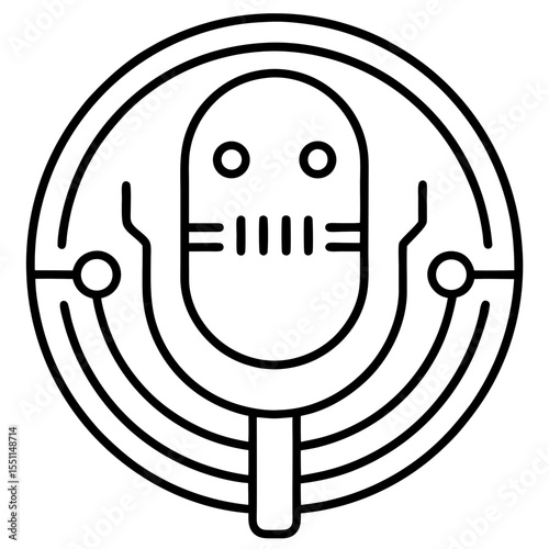 Voice recognition interface line art vector illustration 
