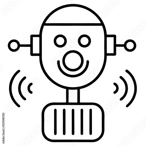 Voice recognition interface line art vector illustration 