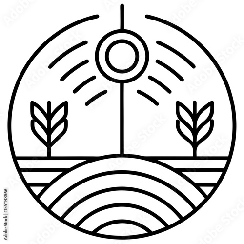 Ai in agriculture monitoring line art vector illustration 