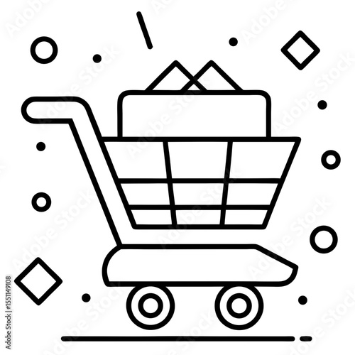 Augmented reality shopping line art vector illustration 