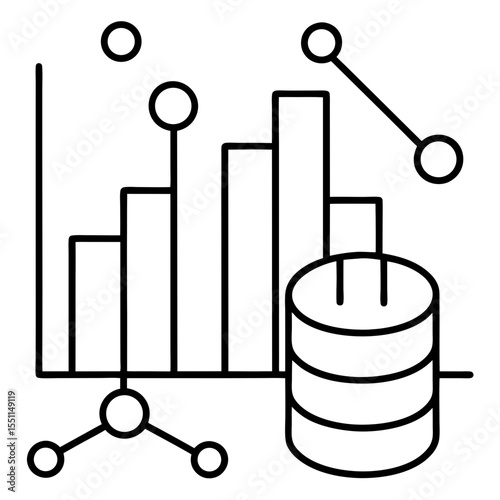 Big data visualization charts line art vector illustration 