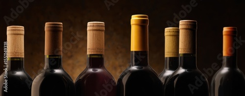 The Group of Exquisite Wine Bottles Displayed Elegantly Against a Dark Background