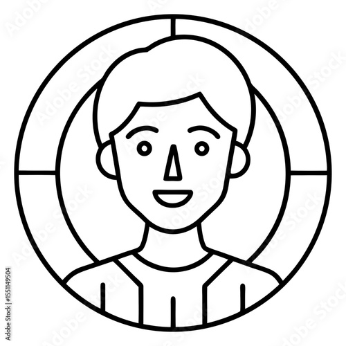 Facial recognition scanning line art vector illustration 
