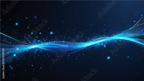 Glowing Blue Abstract Wave with Futuristic Light Lines