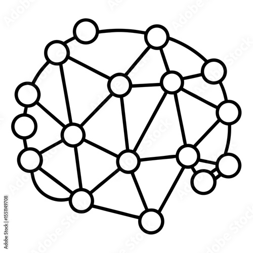 Neural network brain connection line art vector illustration 