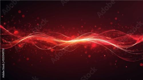 Glowing abstract red background with flowing lines and digital light effects