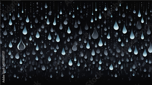 Rain drops on glass window with clear water droplets and abstract wet texture