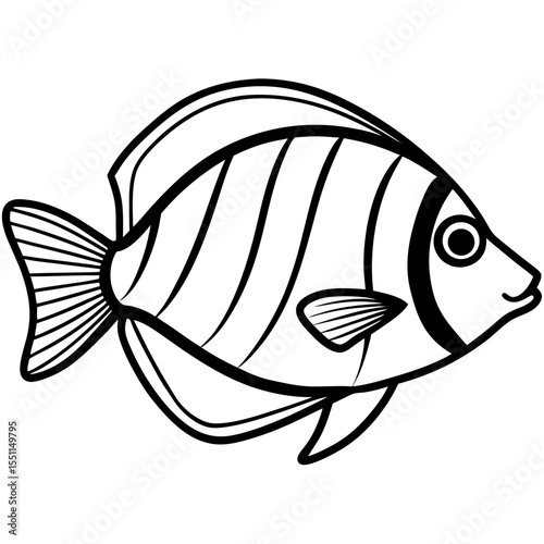 Elegant Yellow Tang Line Drawing Vector