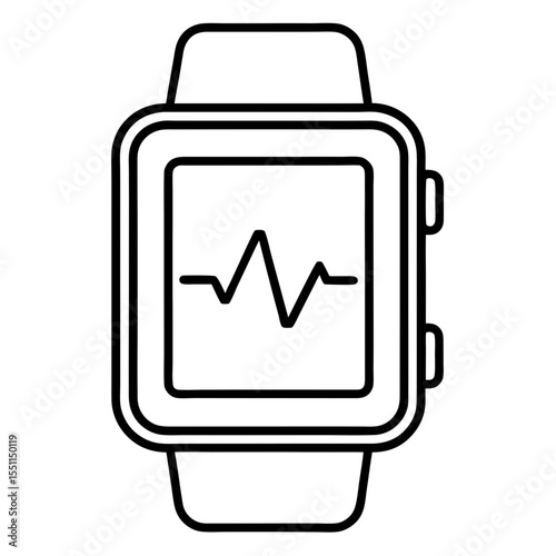 Smartwatch showing health data line art vector illustration 