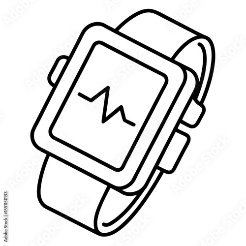 Smartwatch showing health data line art vector illustration 