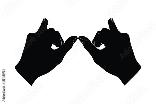 Silhouette art illustration of two hands locking pinky fingers.eps