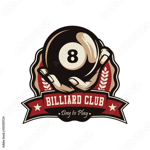 Billiard or Pool room mascot Logo Design Illustration Vector