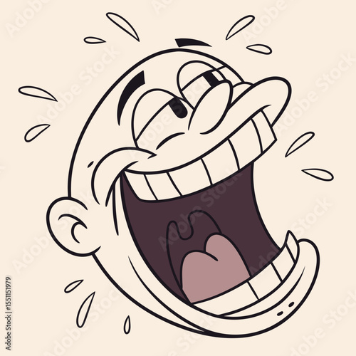 Exaggerated laughter: a cartoon depiction of extreme amusement and joy