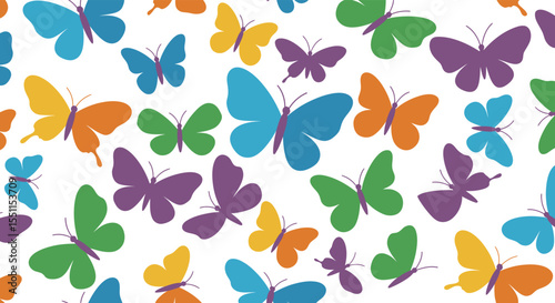 Colorful Butterfly Pattern – Vibrant Whimsical Insect Illustrations for Kids, Decor, and Nature-Themed Designs