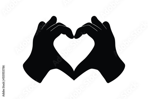Silhouette art illustration of two hands forming a heart shape.eps