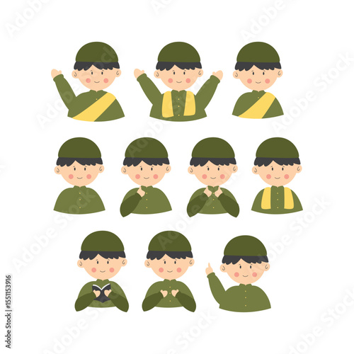 Cute hand drawn islamic boy illustration collection