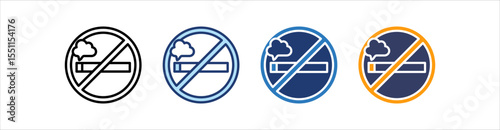 No Smoking Icon Set Multiple Style Collection