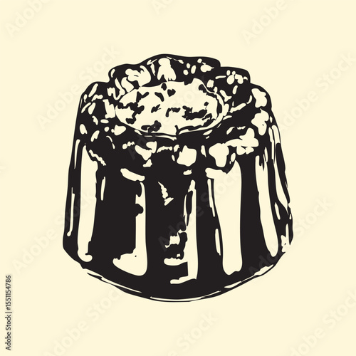 Vintage French Canele Pastry Illustration