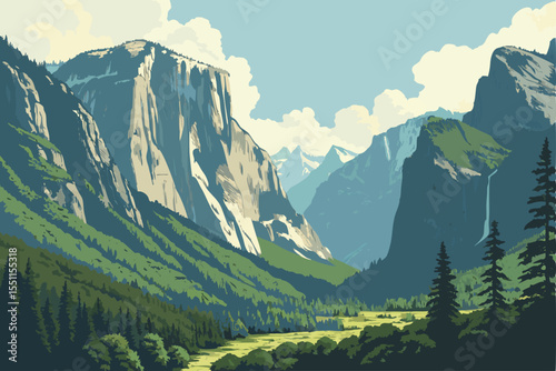 mountain landscape with mountains and clouds