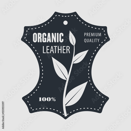 Leather craft, organic leather sign design. Vector illustration