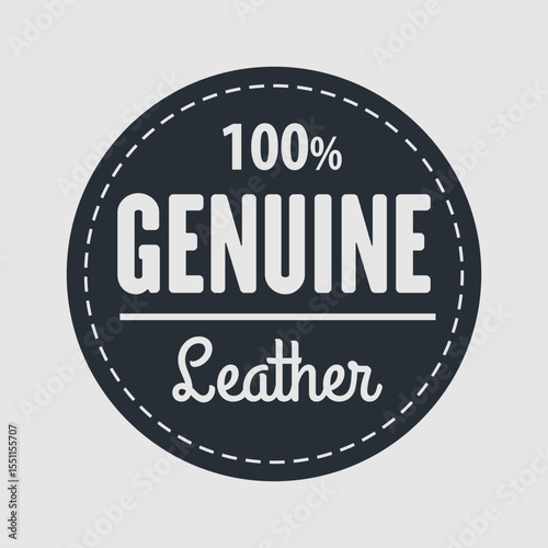 Leather craft, Genuine leather sign design. Vector illustration