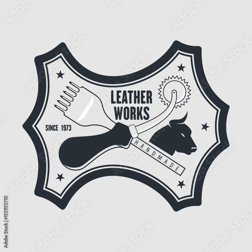 Leather works logo design template. Vector illustration