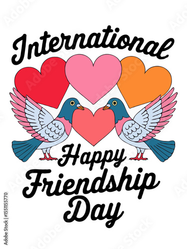 Friendship Day Celebration Design with Abstract Shapes and RGB Colors for Greeting Cards or Social Media Posts Ideal for Expressing Affection and Camaraderie