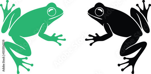 Frog jumping black vector  silhouette, Frog jumping icon  logo vector illustration White background