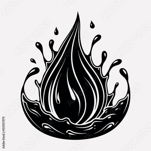 Water splash and wave silhouette vector icon