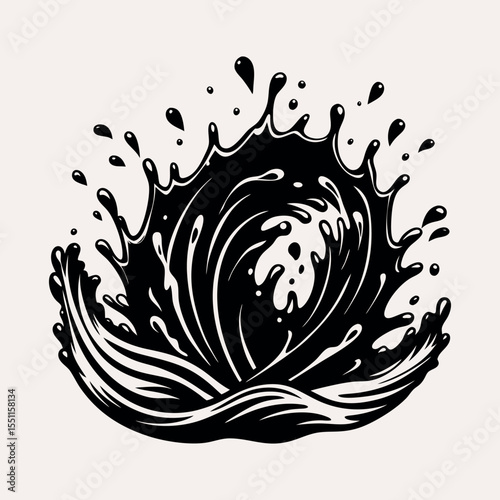 Water splash and wave silhouette vector icon