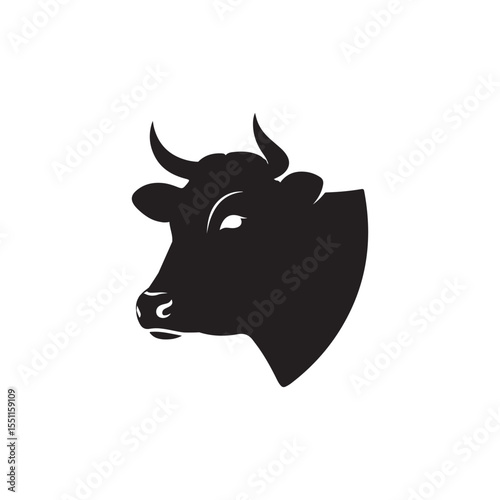 Minimalist Black Cow Head Silhouette for Eid al-Adha Symbolism