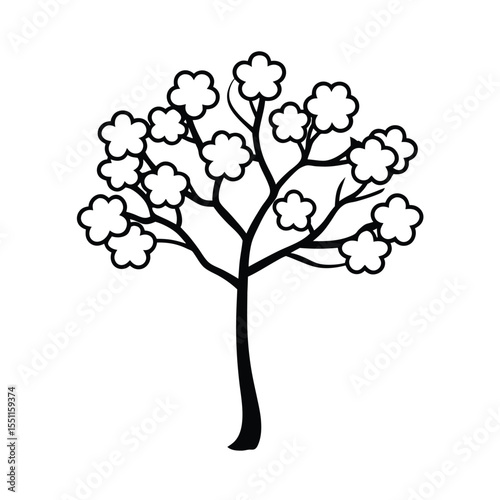 a dwarf flowering cherry tree with wide flower dot