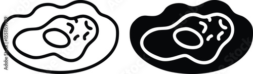 Stylized Line Art Fried Egg Icon with Pale Yolk Vector Illustration