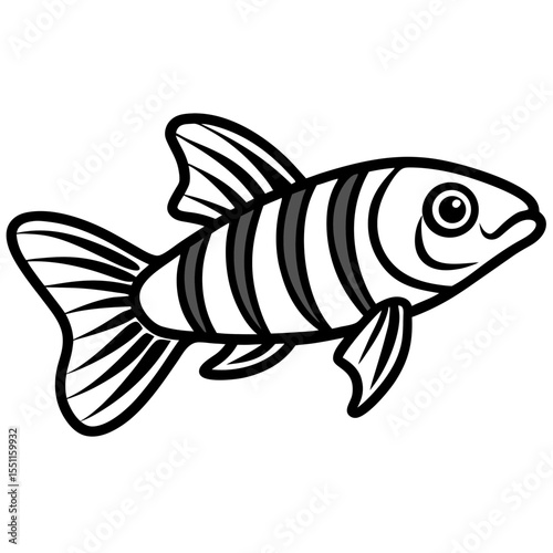 Elegant Zebrafish Line Art Silhouette
