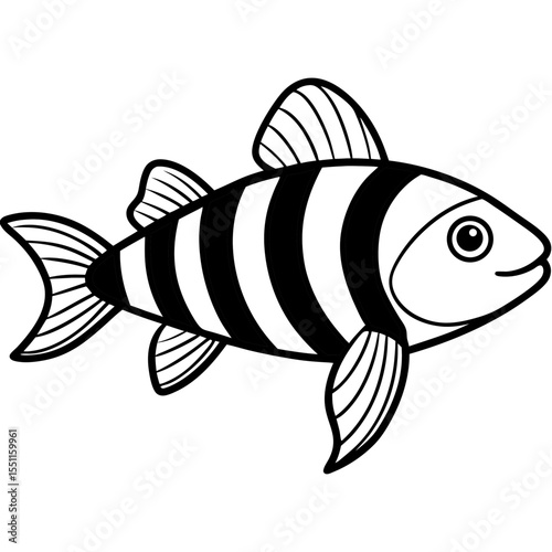 Elegant Zebrafish Line Art Silhouette
