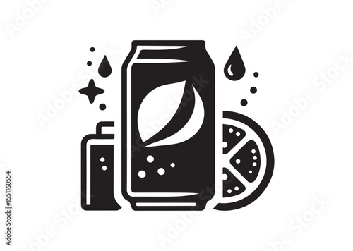 Soda Can Silhouette black vector Illustration