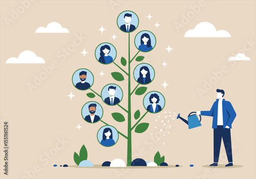 Man in a hat with a tree silhouette vector illustration concept