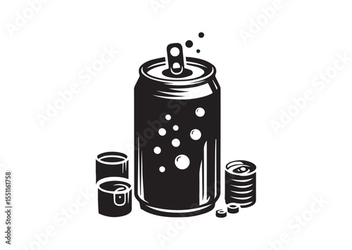Soda Can Silhouette black vector Illustration